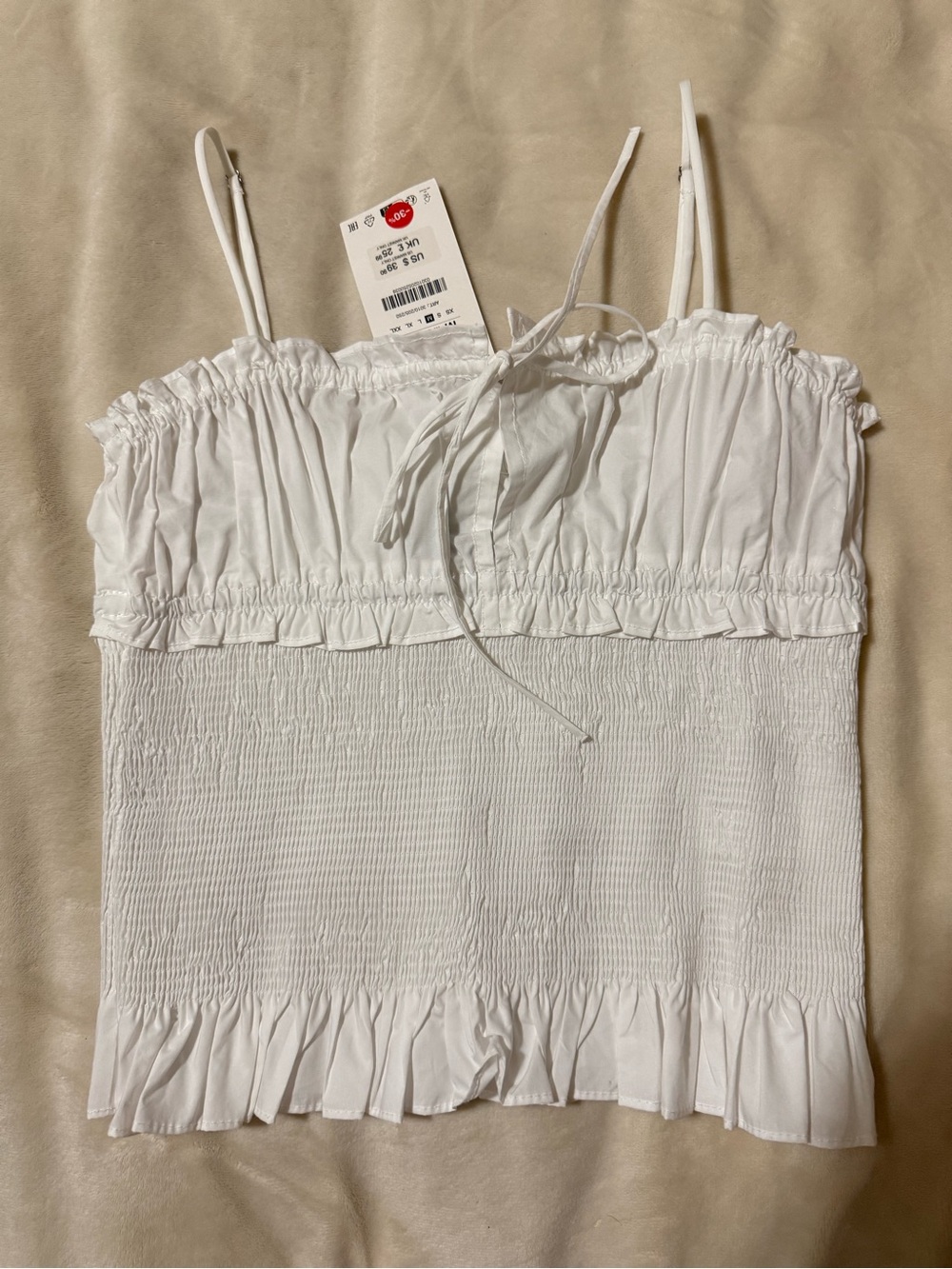 Zara Cotton Smocked Tank